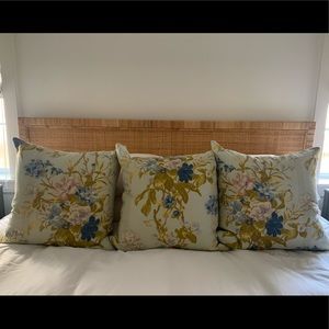 Three custom euro shams in Jasper Hibuscus Morning